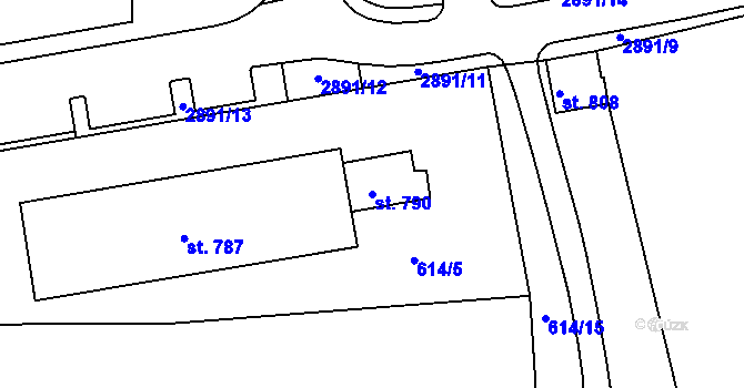 Parcela st. 790 v KÚ Teplá, Katastrální mapa