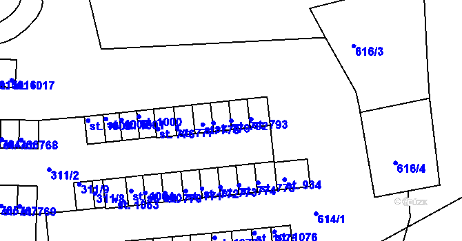 Parcela st. 792 v KÚ Teplá, Katastrální mapa