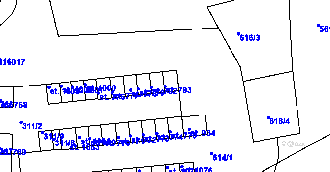 Parcela st. 793 v KÚ Teplá, Katastrální mapa
