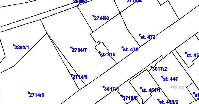 Parcela st. 815 v KÚ Teplá, Katastrální mapa