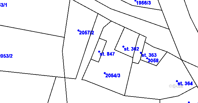 Parcela st. 847 v KÚ Teplá, Katastrální mapa