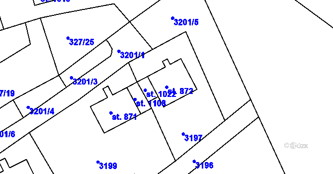 Parcela st. 872 v KÚ Teplá, Katastrální mapa