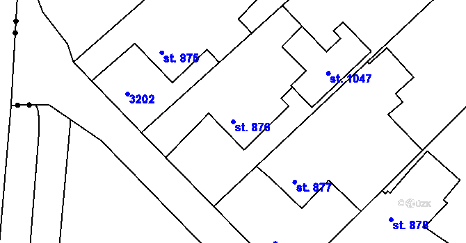 Parcela st. 876 v KÚ Teplá, Katastrální mapa