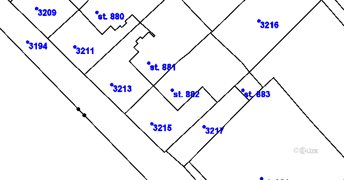 Parcela st. 882 v KÚ Teplá, Katastrální mapa