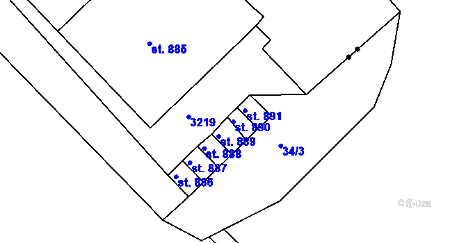 Parcela st. 890 v KÚ Teplá, Katastrální mapa