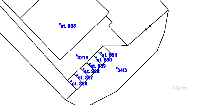Parcela st. 891 v KÚ Teplá, Katastrální mapa