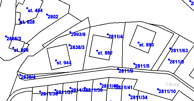 Parcela st. 892 v KÚ Teplá, Katastrální mapa