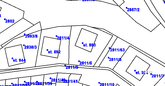 Parcela st. 893 v KÚ Teplá, Katastrální mapa