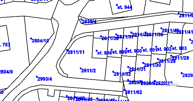 Parcela st. 898 v KÚ Teplá, Katastrální mapa