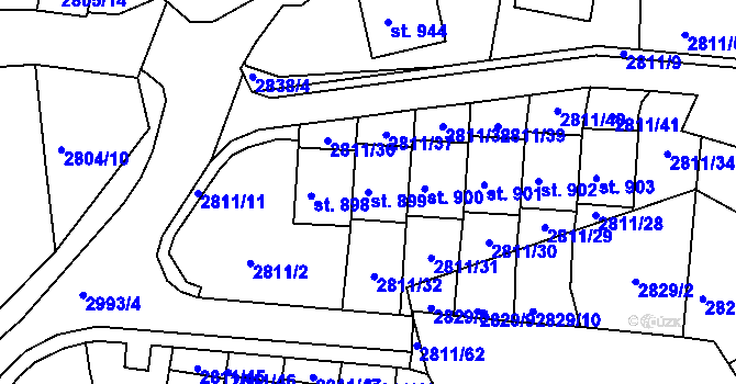 Parcela st. 899 v KÚ Teplá, Katastrální mapa