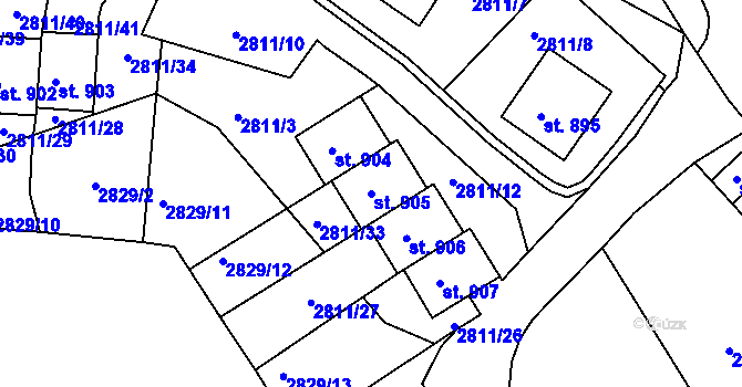 Parcela st. 905 v KÚ Teplá, Katastrální mapa