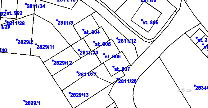 Parcela st. 906 v KÚ Teplá, Katastrální mapa