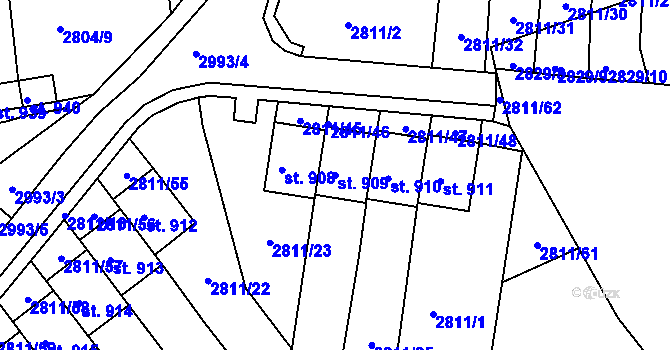 Parcela st. 909 v KÚ Teplá, Katastrální mapa