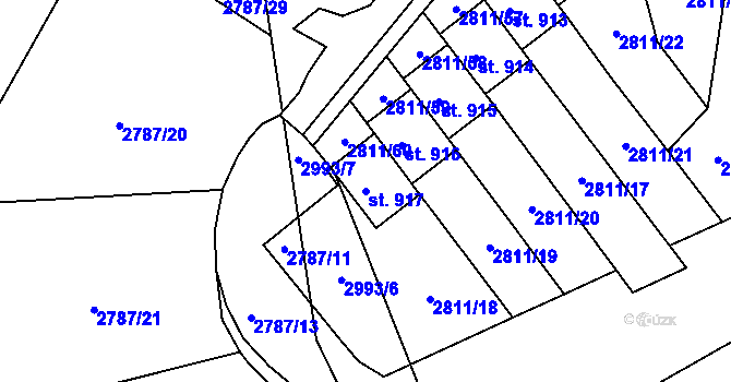 Parcela st. 917 v KÚ Teplá, Katastrální mapa