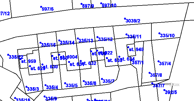 Parcela st. 922 v KÚ Teplá, Katastrální mapa