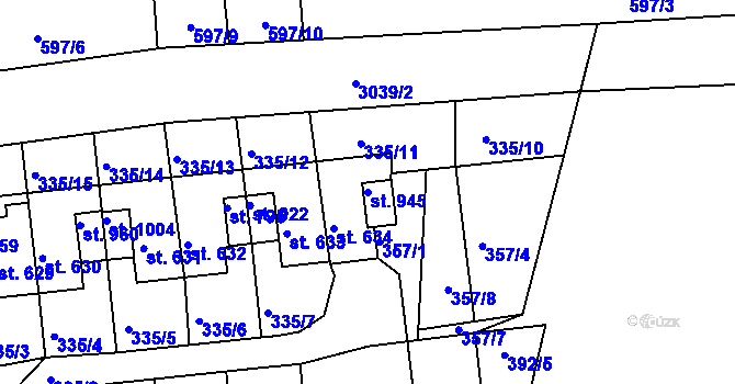Parcela st. 945 v KÚ Teplá, Katastrální mapa