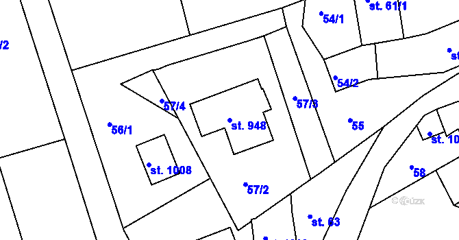 Parcela st. 948 v KÚ Teplá, Katastrální mapa