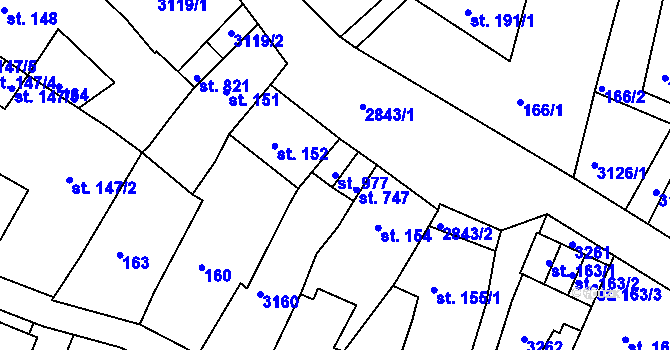 Parcela st. 977 v KÚ Teplá, Katastrální mapa