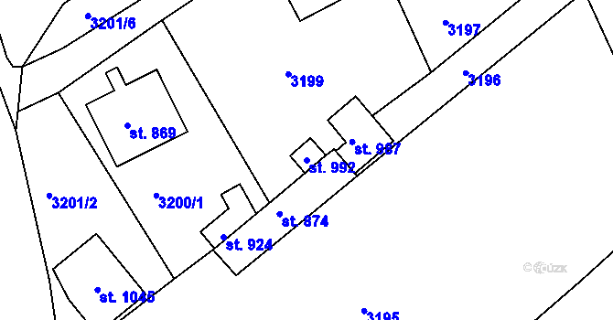 Parcela st. 992 v KÚ Teplá, Katastrální mapa