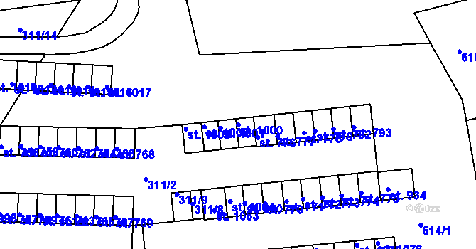 Parcela st. 1000 v KÚ Teplá, Katastrální mapa