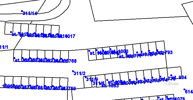 Parcela st. 1002 v KÚ Teplá, Katastrální mapa