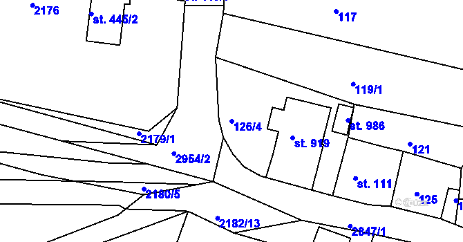 Parcela st. 126/4 v KÚ Teplá, Katastrální mapa