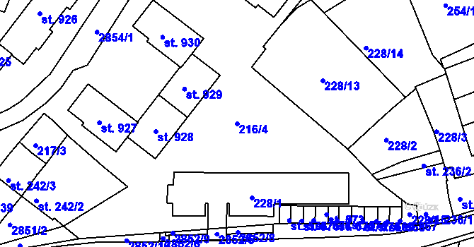 Parcela st. 216/4 v KÚ Teplá, Katastrální mapa