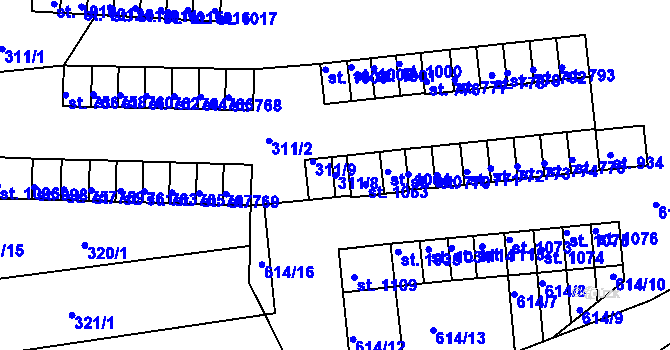 Parcela st. 311/8 v KÚ Teplá, Katastrální mapa