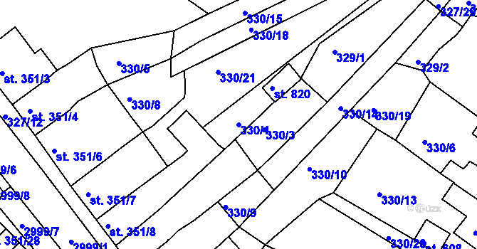 Parcela st. 330/1 v KÚ Teplá, Katastrální mapa
