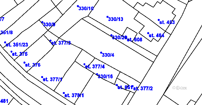 Parcela st. 330/4 v KÚ Teplá, Katastrální mapa