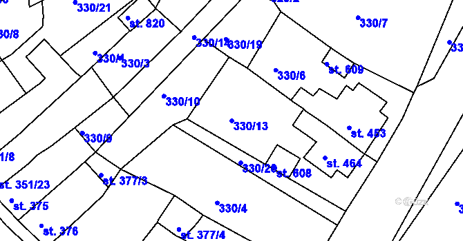 Parcela st. 330/13 v KÚ Teplá, Katastrální mapa
