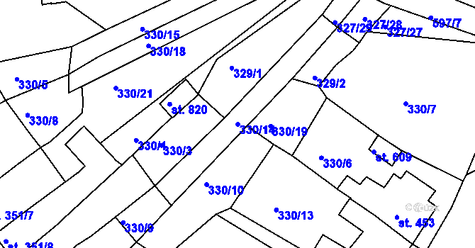 Parcela st. 330/14 v KÚ Teplá, Katastrální mapa