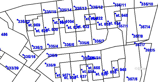 Parcela st. 335/6 v KÚ Teplá, Katastrální mapa