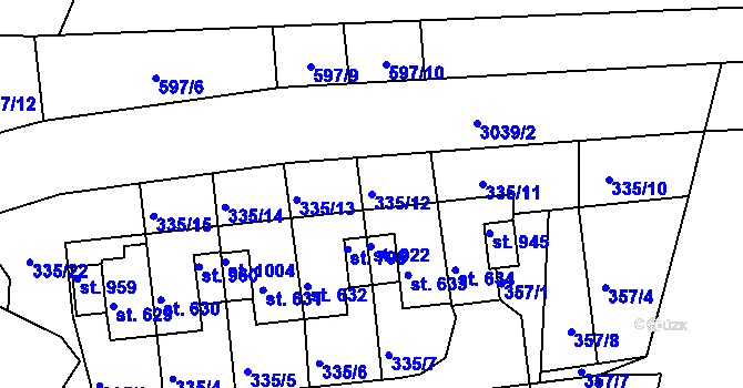 Parcela st. 335/12 v KÚ Teplá, Katastrální mapa