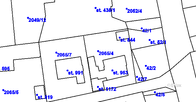 Parcela st. 2065/4 v KÚ Teplá, Katastrální mapa