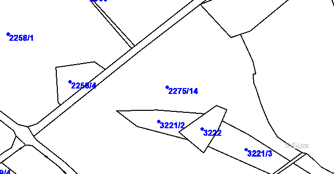 Parcela st. 2275/14 v KÚ Teplá, Katastrální mapa