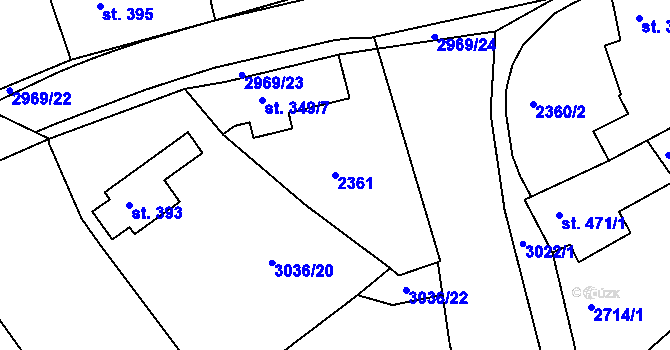 Parcela st. 2361 v KÚ Teplá, Katastrální mapa