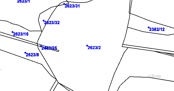 Parcela st. 2623/2 v KÚ Teplá, Katastrální mapa