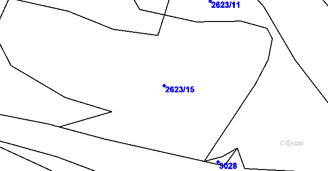 Parcela st. 2623/15 v KÚ Teplá, Katastrální mapa