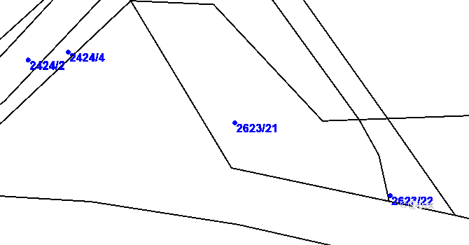 Parcela st. 2623/21 v KÚ Teplá, Katastrální mapa