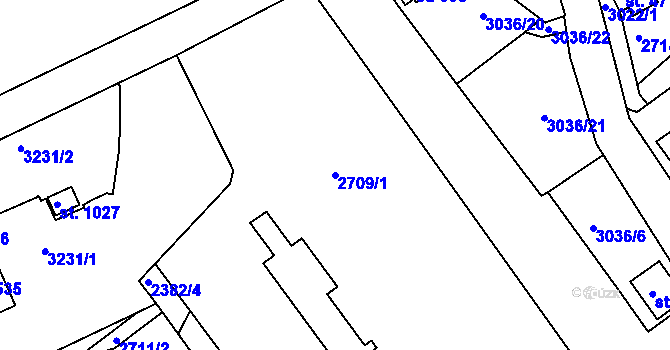 Parcela st. 2709/1 v KÚ Teplá, Katastrální mapa