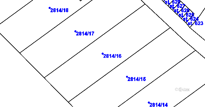 Parcela st. 2814/16 v KÚ Teplá, Katastrální mapa