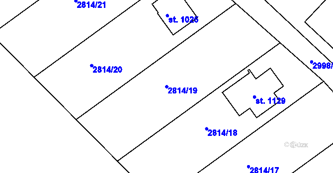Parcela st. 2814/19 v KÚ Teplá, Katastrální mapa