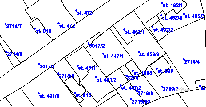 Parcela st. 447/1 v KÚ Teplá, Katastrální mapa