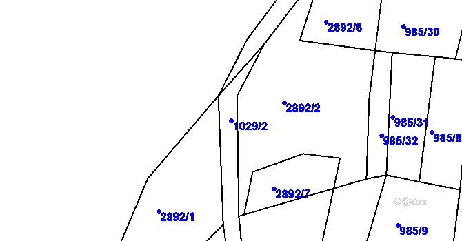 Parcela st. 1029/2 v KÚ Teplá, Katastrální mapa