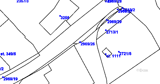 Parcela st. 2969/26 v KÚ Teplá, Katastrální mapa