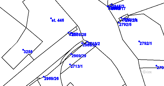 Parcela st. 2969/27 v KÚ Teplá, Katastrální mapa