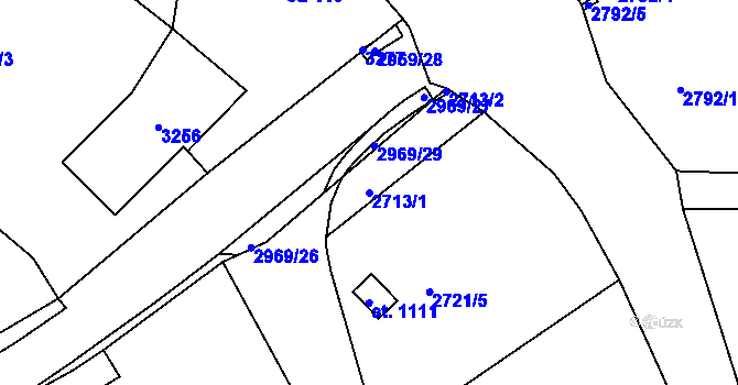 Parcela st. 2713/1 v KÚ Teplá, Katastrální mapa