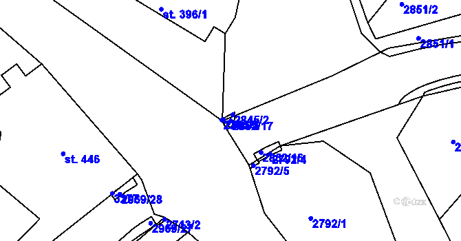 Parcela st. 2852/17 v KÚ Teplá, Katastrální mapa