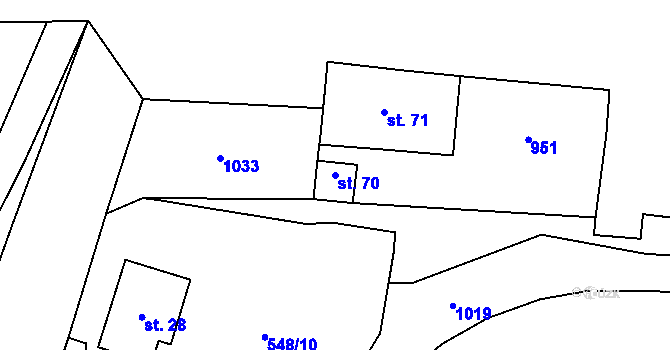 Parcela st. 70 v KÚ Mrázov, Katastrální mapa